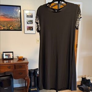 Tiana B. Black Dress with Beaded Sleeve Detail